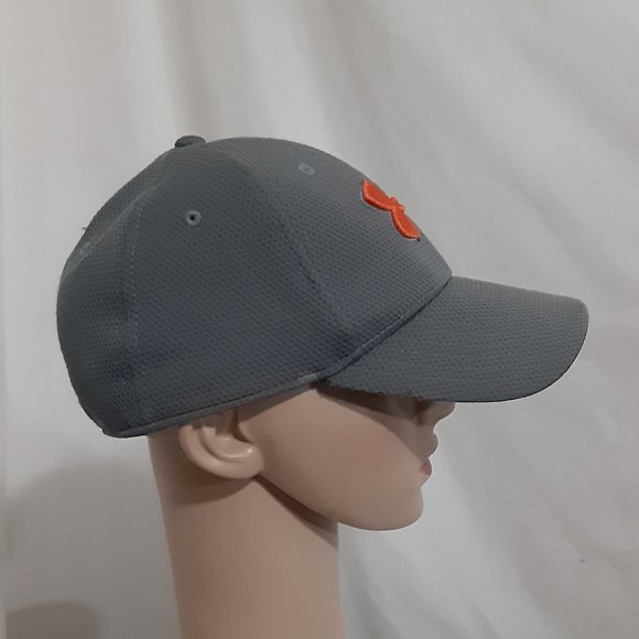 Under Armour Classic Fit Blitzing Hat Men Size M/L Gray Orange Logo - Picture 2 of 4